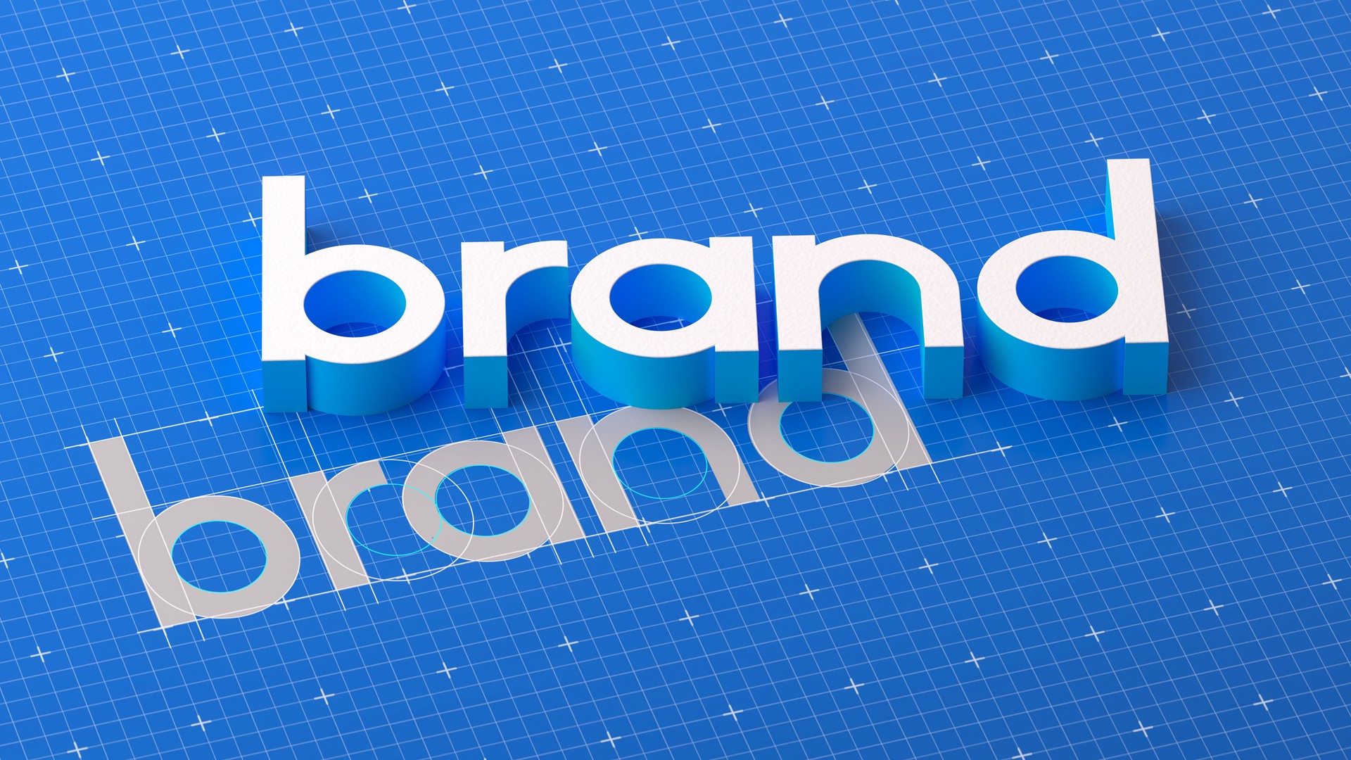 Creating a Brand with 3D Text Rising from a Draft Design: Developing Brand Identity and Building Brand Culture. 3D Rendering.