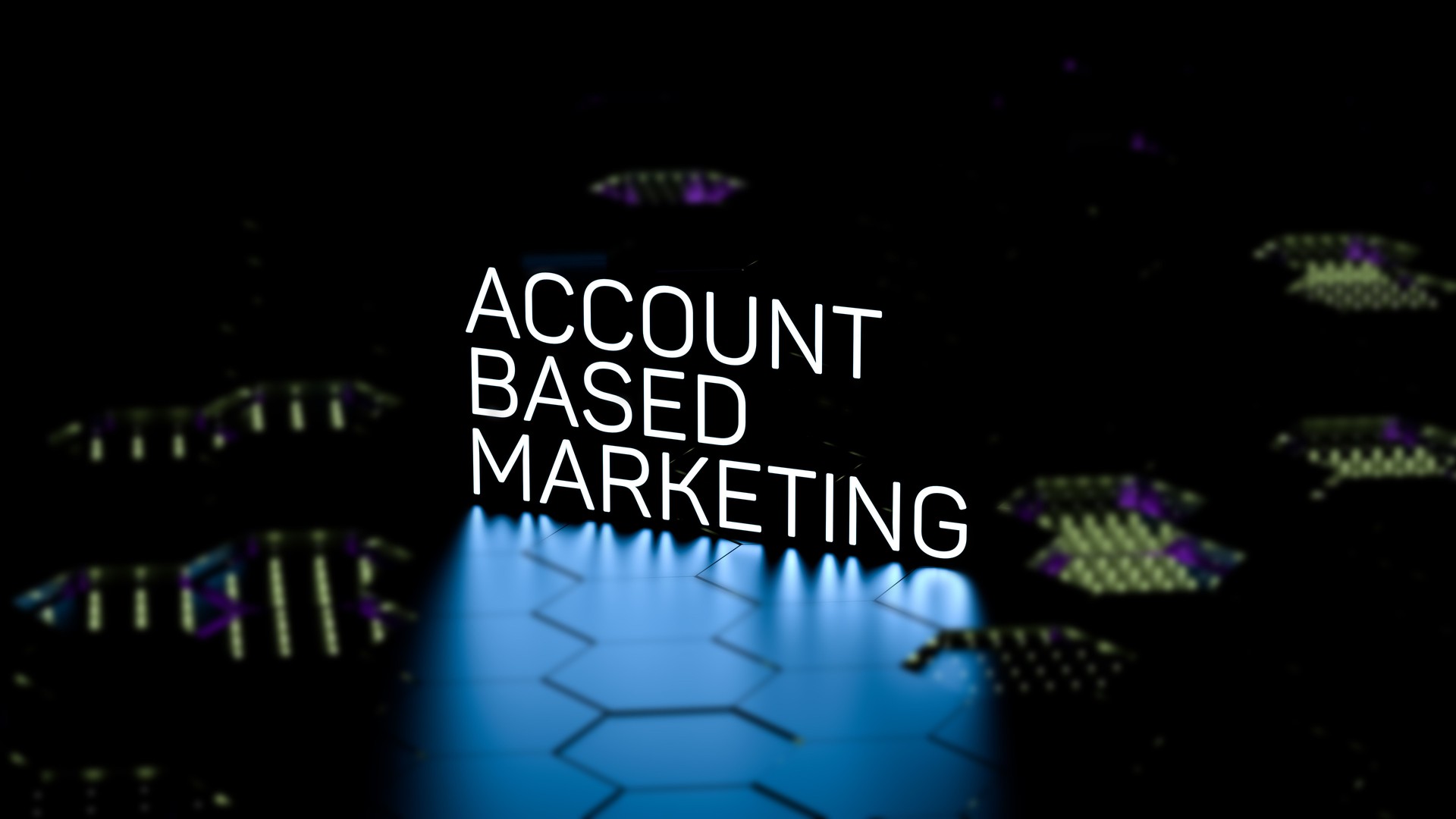 ACCOUNT BASED MARKETING text,neon business concept,glowing lettering on blurred background,wallpaper.3D render